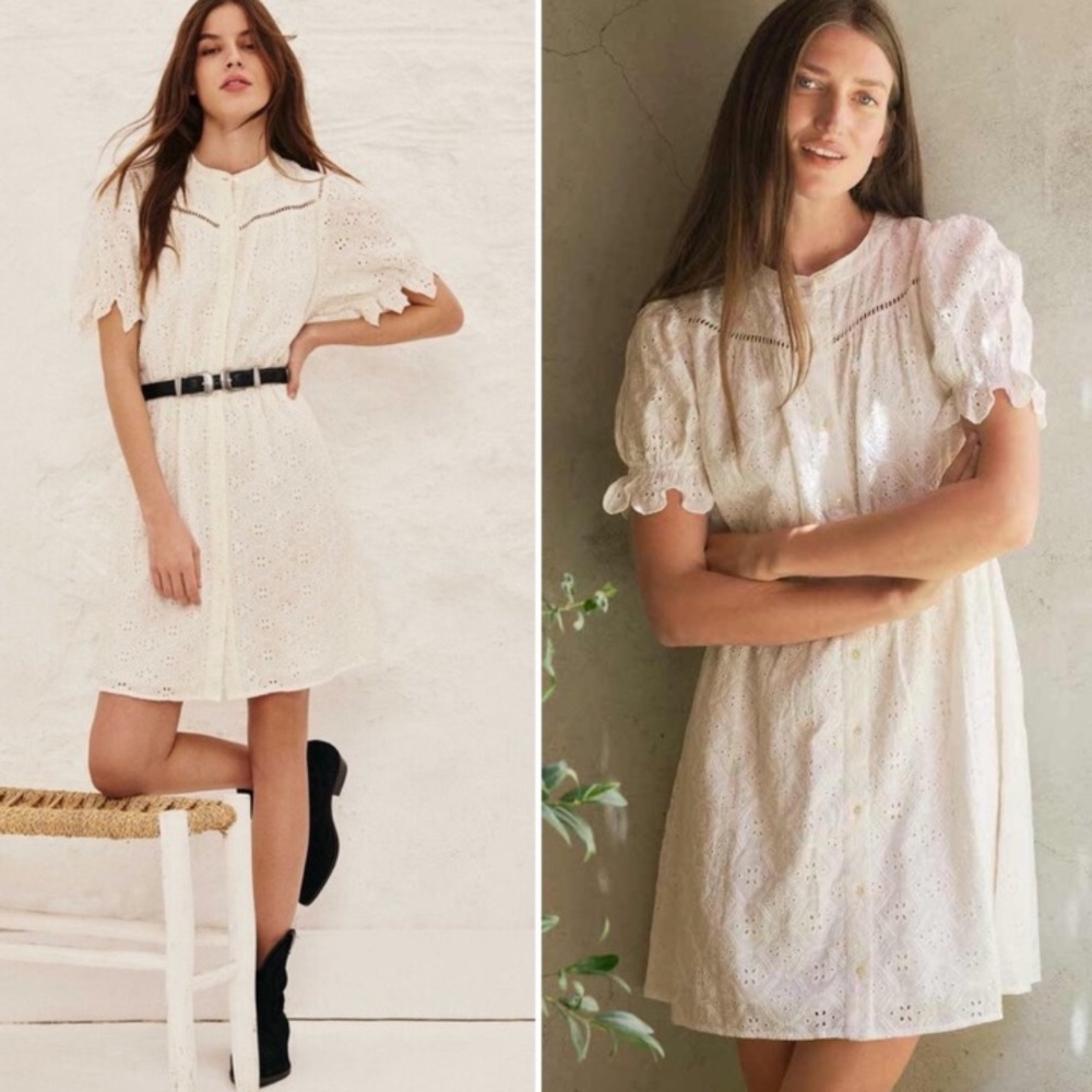 BA&SH White Embroidered Eyelet Beky Dress NWT 100% Cotton White Dress